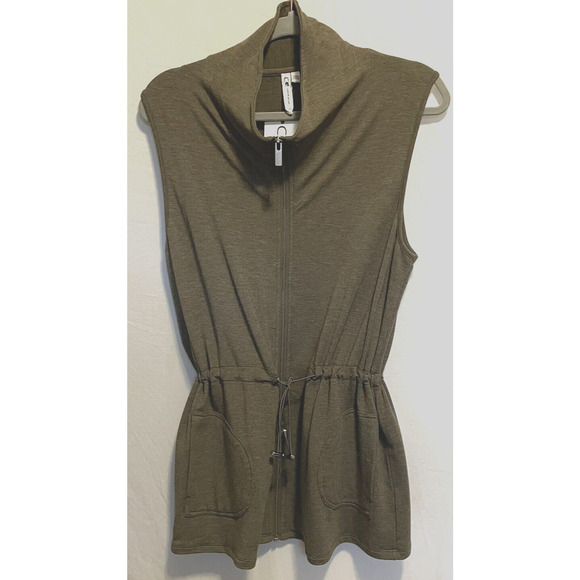 Cable and Gauge Drawstring Vest Sage Green Pockets Womens L Super Soft Spring - Picture 1 of 13